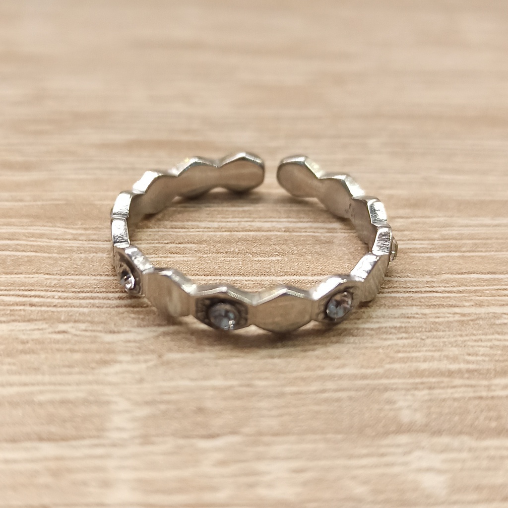 Anillo Bee circonitas plateado