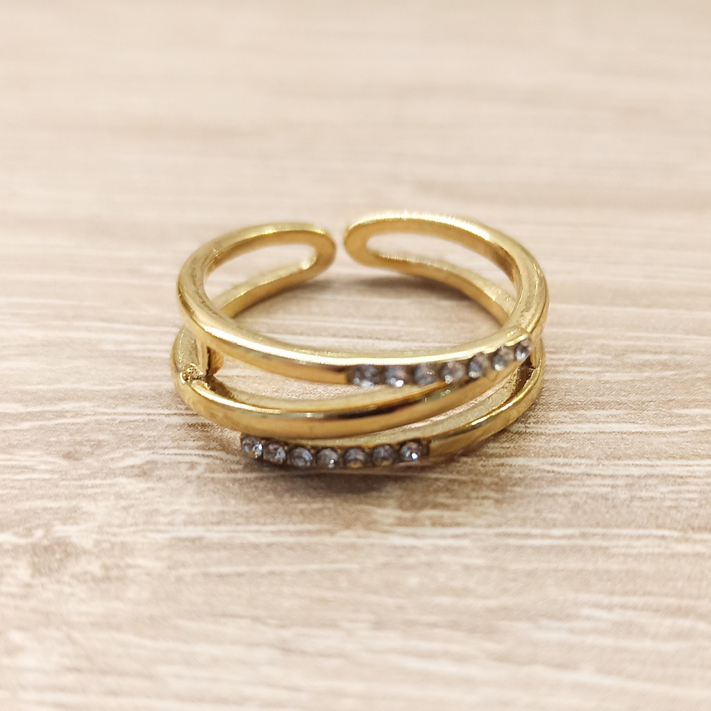 Anillo triple efecto dorado