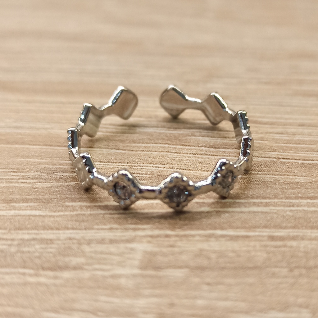 Anillo rombos plateado
