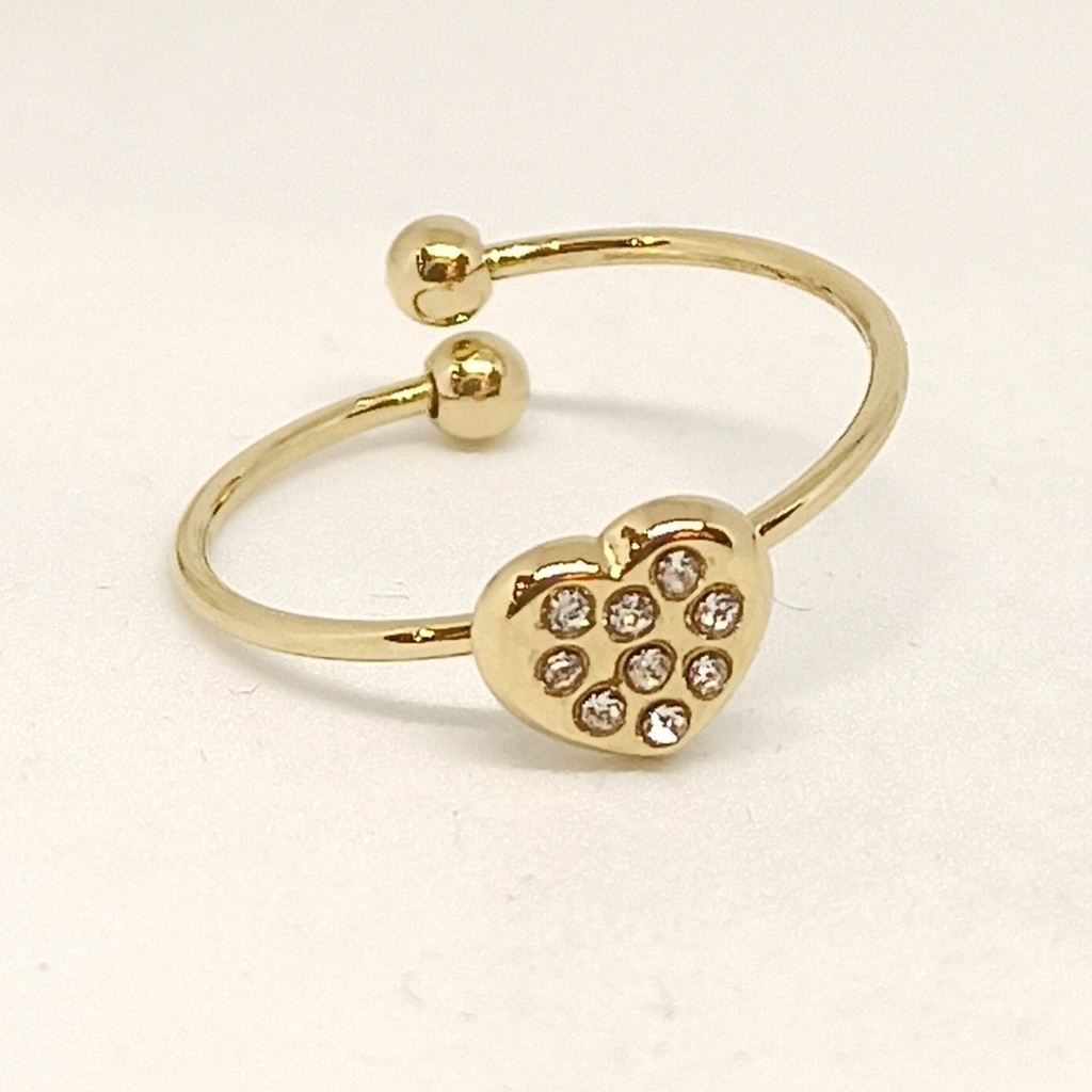 Anillo corazón brillo dorado