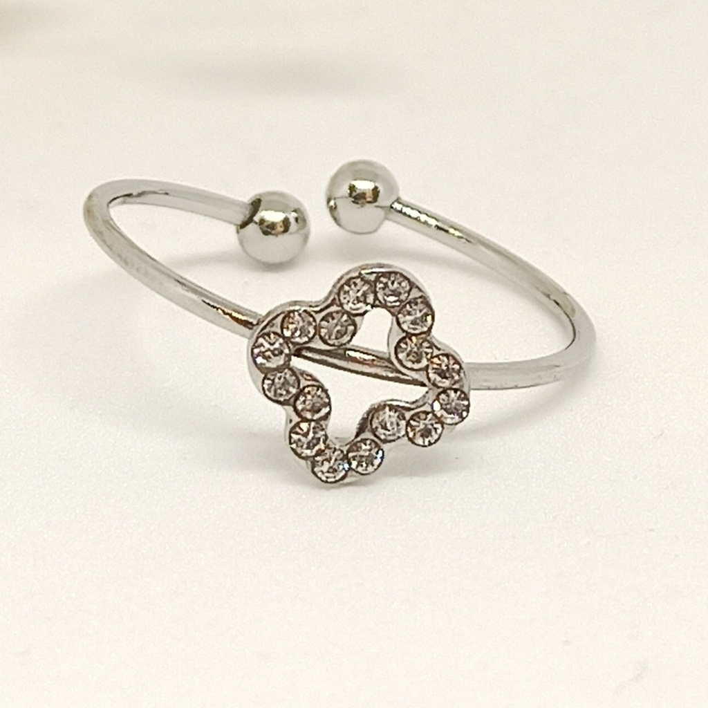 Anillo flor brillo plateado