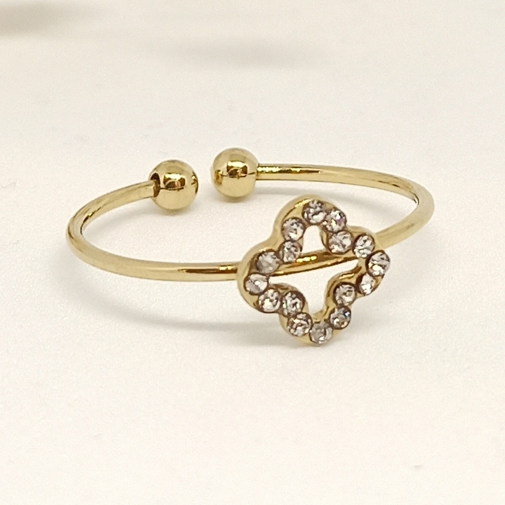 Anillo flor brillo dorado