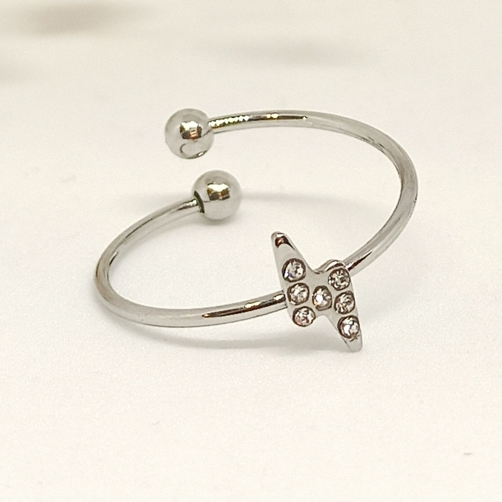 Anillo rayo brillo plateado