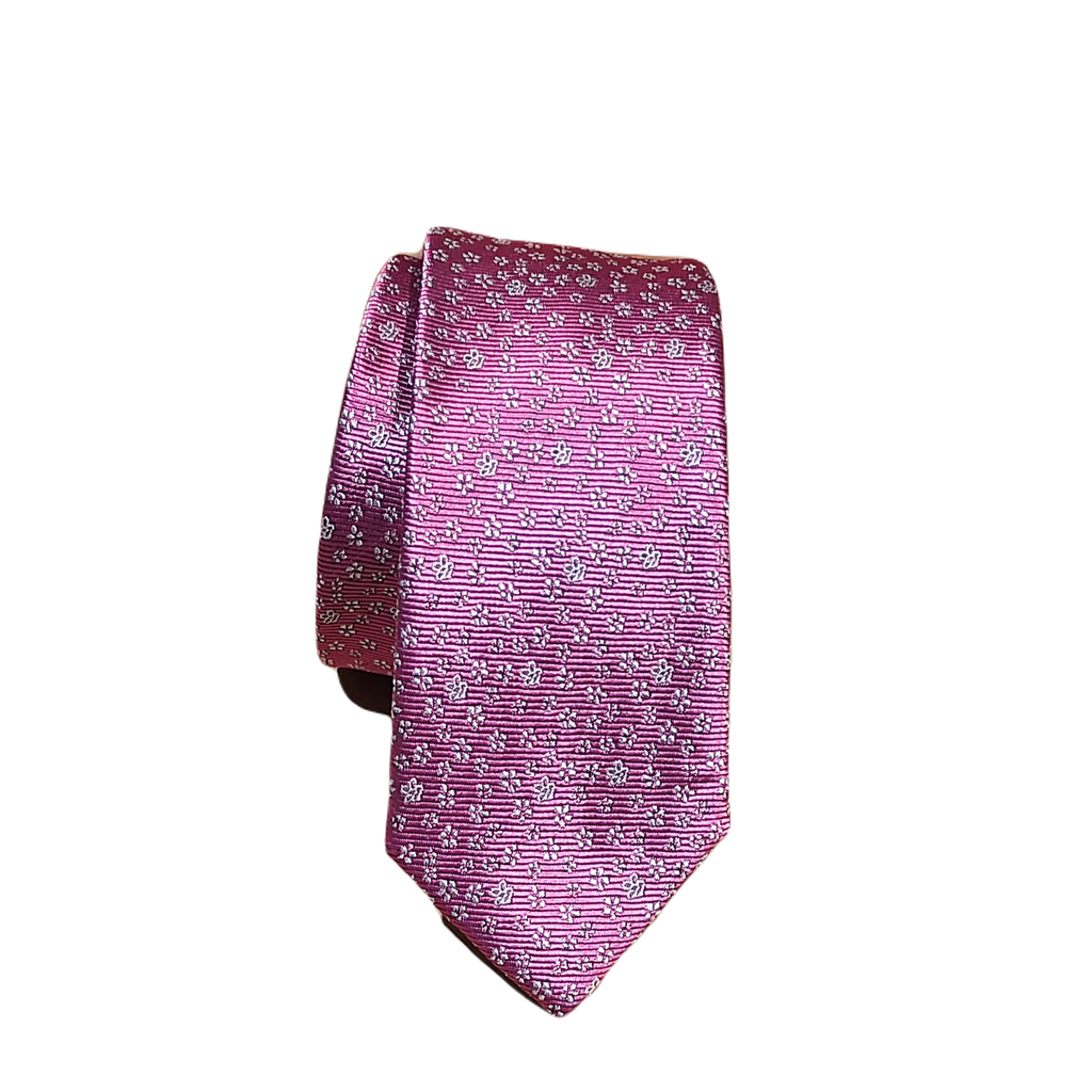 Corbatín rosa fucsia con flores plata