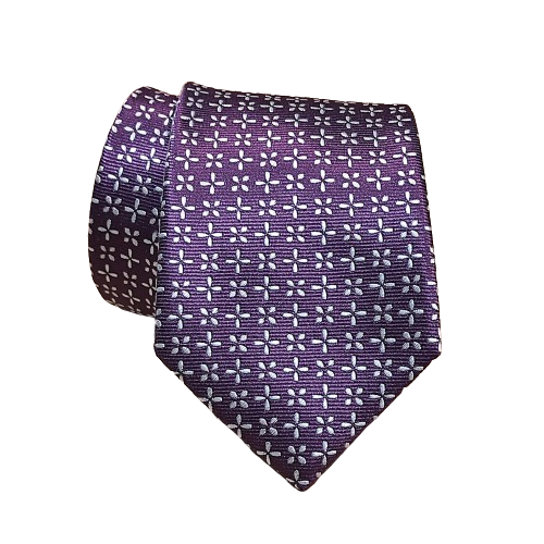 Corbata morada con elementos plata