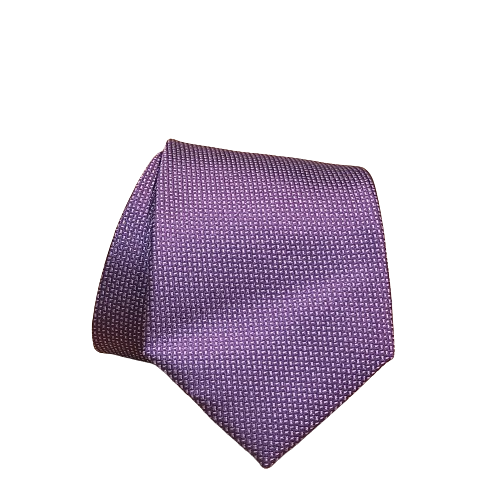 Corbata morada con motivos geométricos pequeños