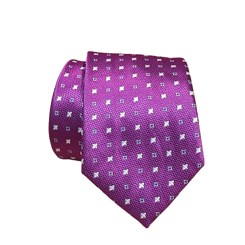 Corbata morada/fucsia con elementos blancos y azules cb029