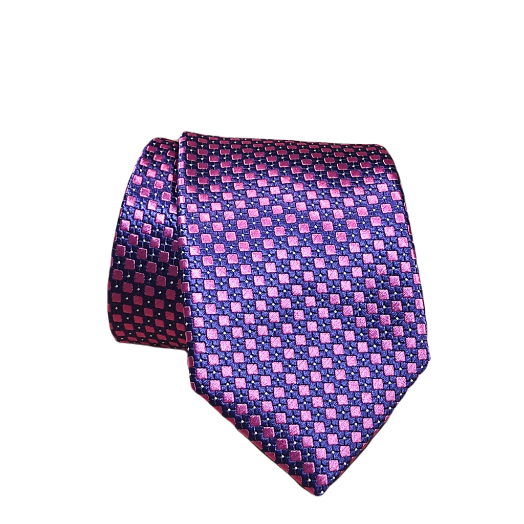 Corbata marino con cuadrados fucsia