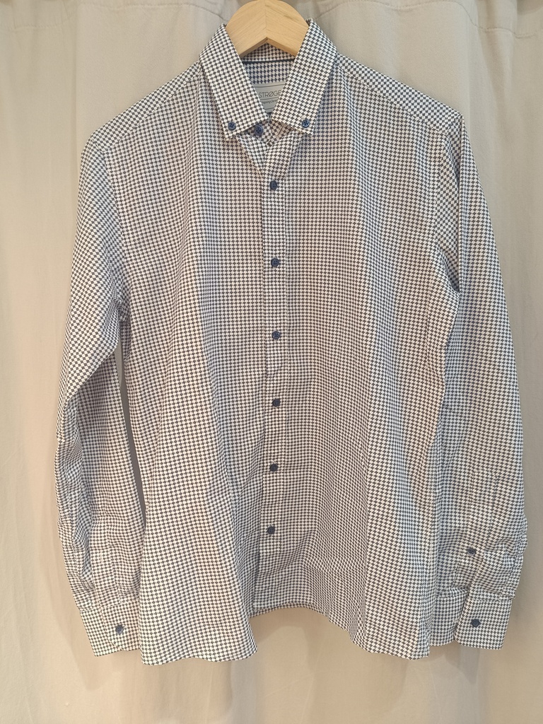 Camisa Estampada Mini Rombos Azul - Stroget