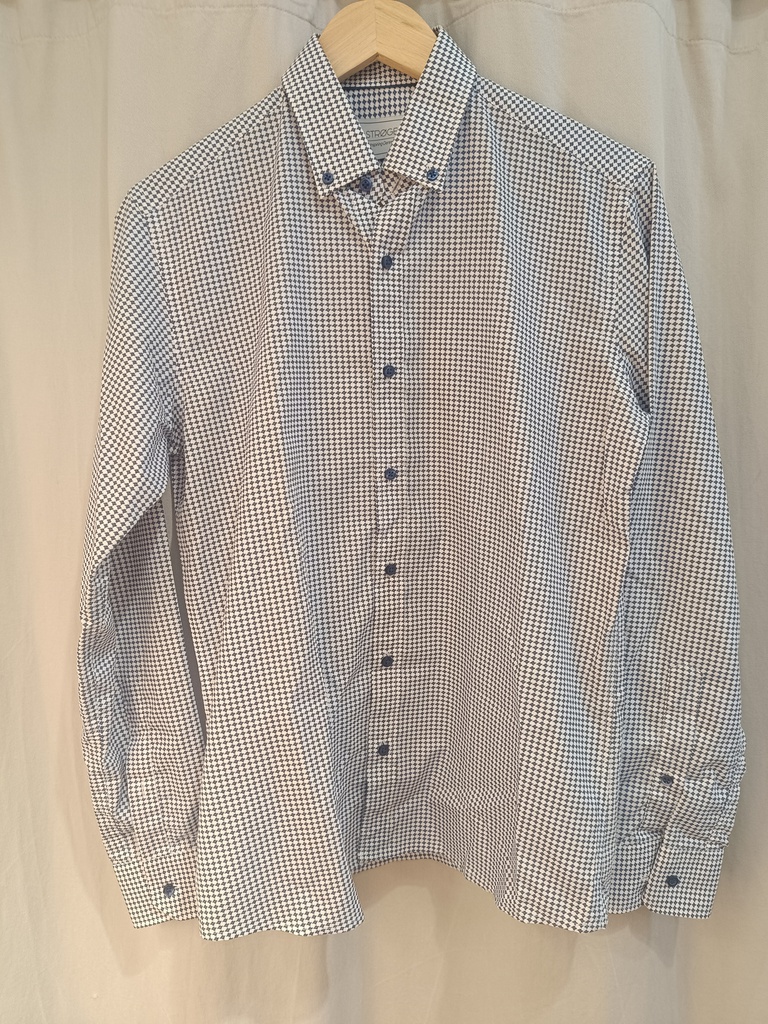 Camisa Estampada Mini Rombos Azul - Stroget