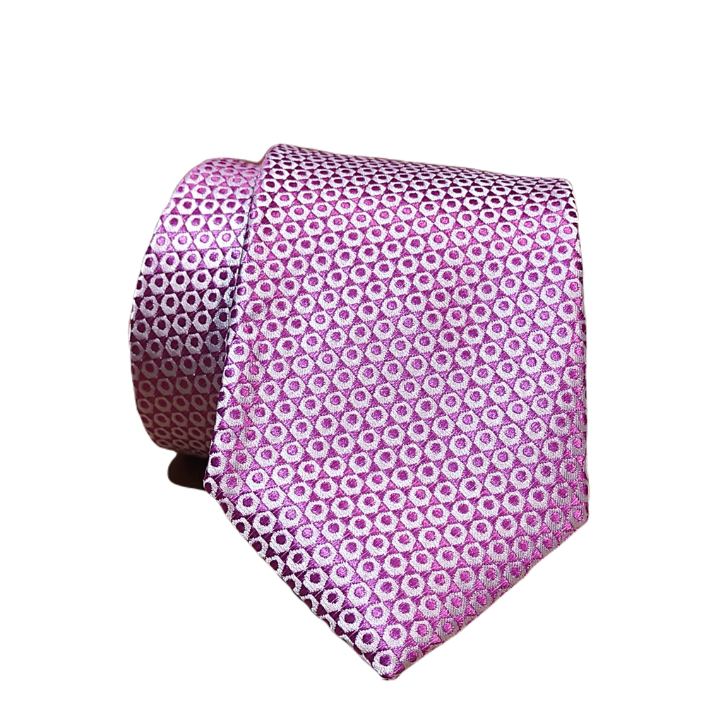 Corbata fucsia con motivos blancos