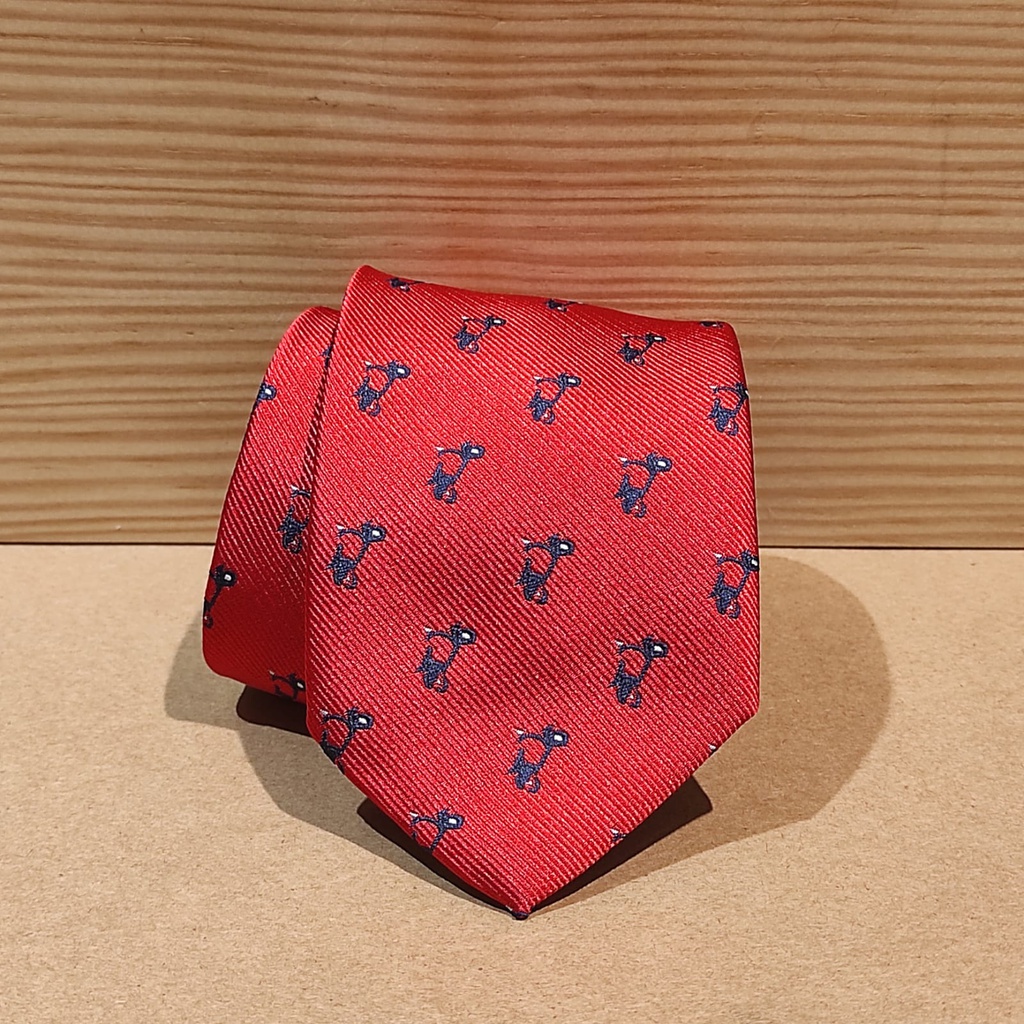 Corbata roja vespas azul marino