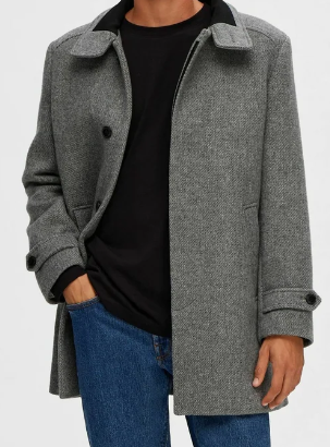Abrigo Lana - SLHReuben Wool Coat Gris - Selected Homme
