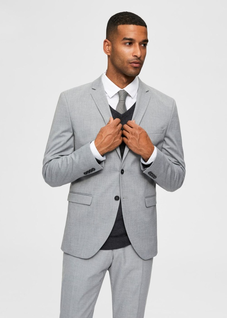 Slhslim Mylologan Light Grey Blazer - Gris Melange - Selected Homme