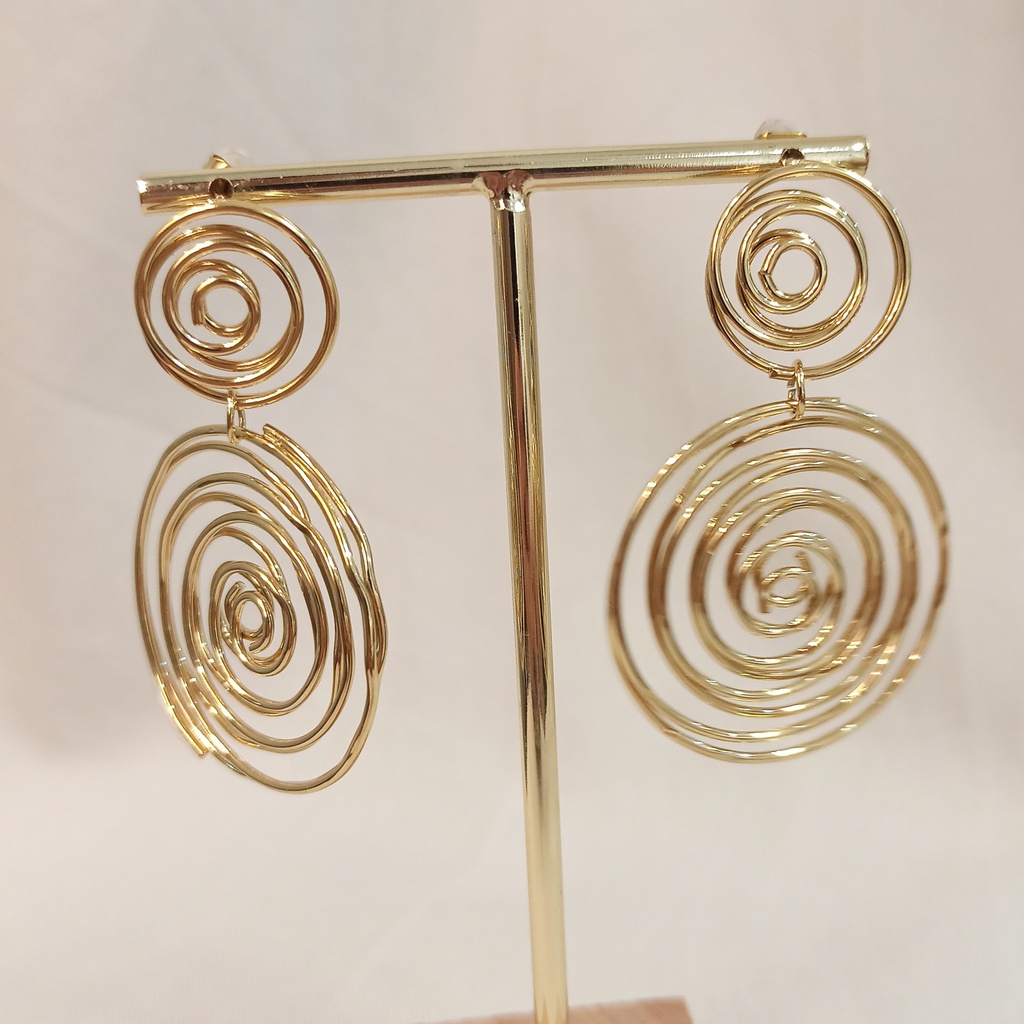 Pendientes Grandes Doble Espiral Dorado