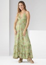 Vestido Boho Largo Verde Flores Escote V - Amichi