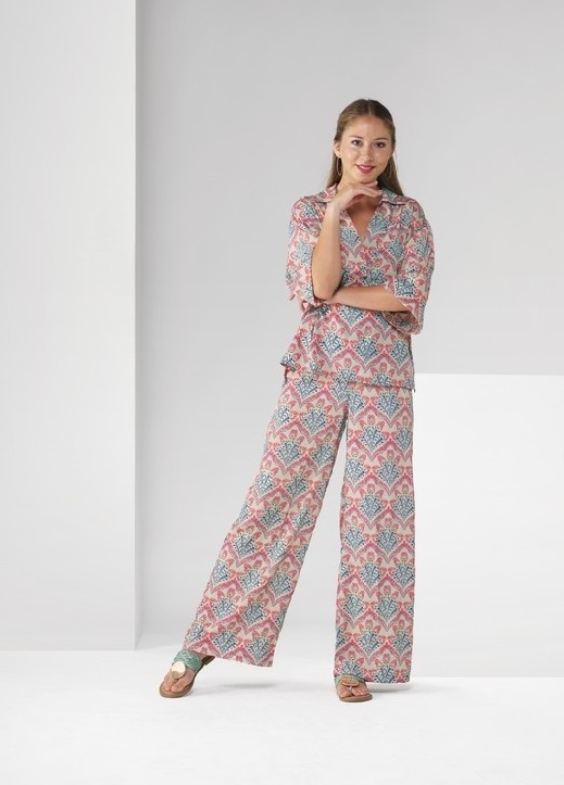 Pantalones Estampado Palms Azul/Fresa - Amichi