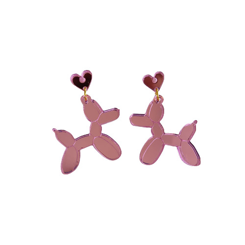 Pendientes Metacrilato Perrito Globo Rosa