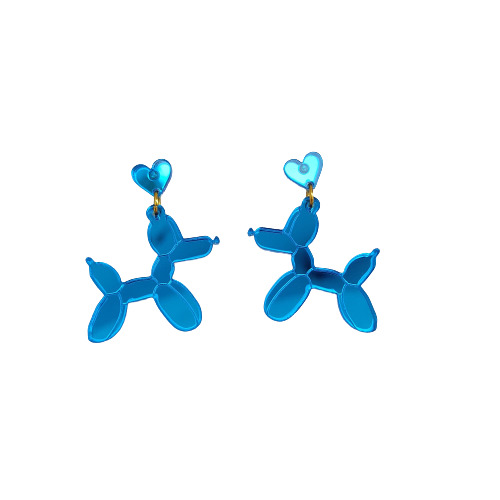 Pendientes Metacrilato Perrito Globo Azul