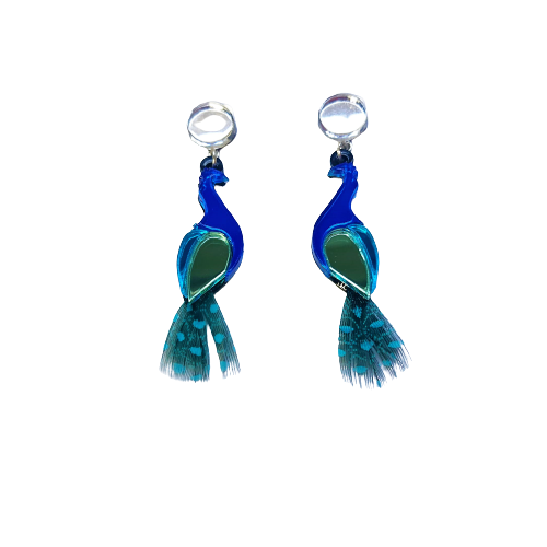 Pendientes Metacrilato Pavo Real Azul