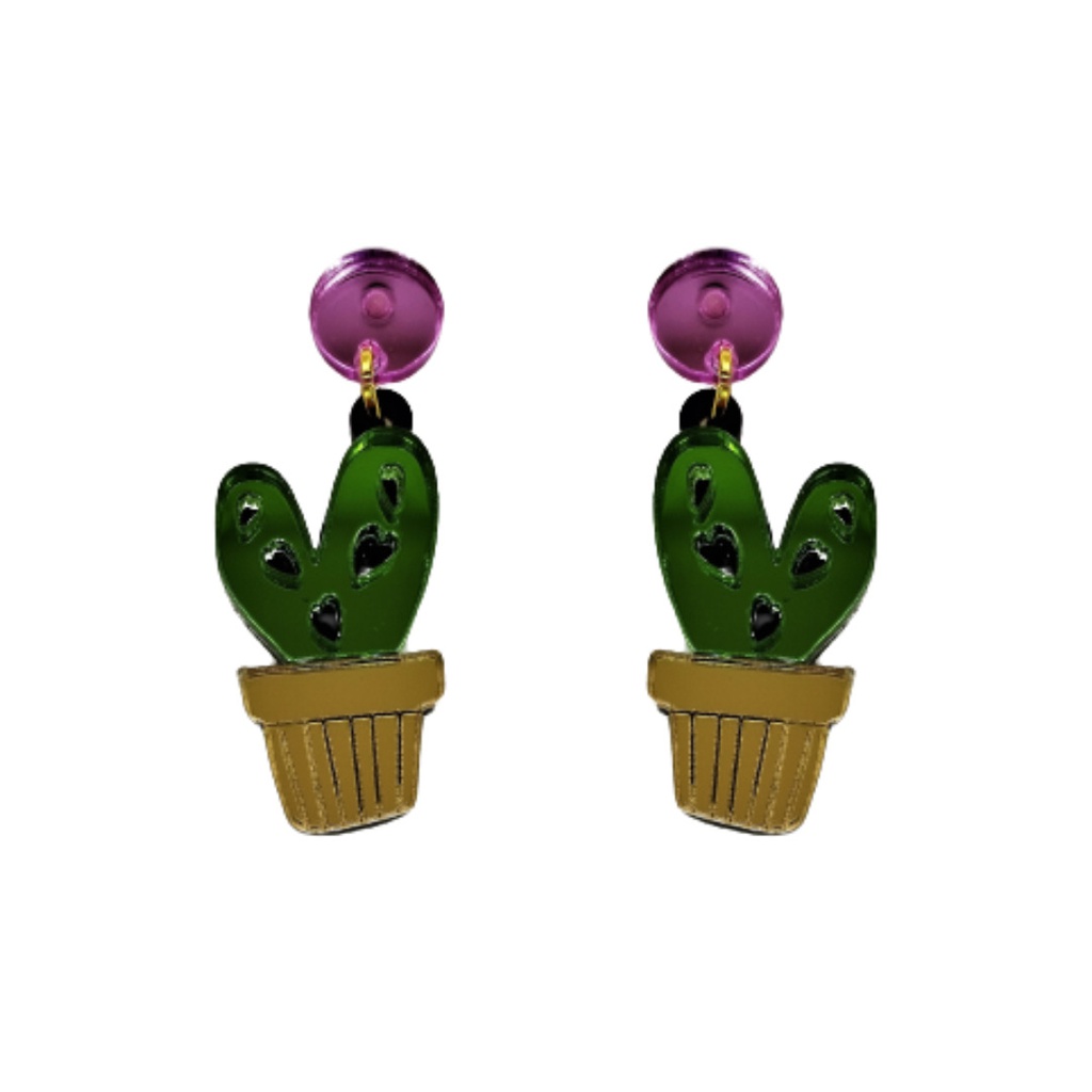 Pendientes Metacrilato Cactus