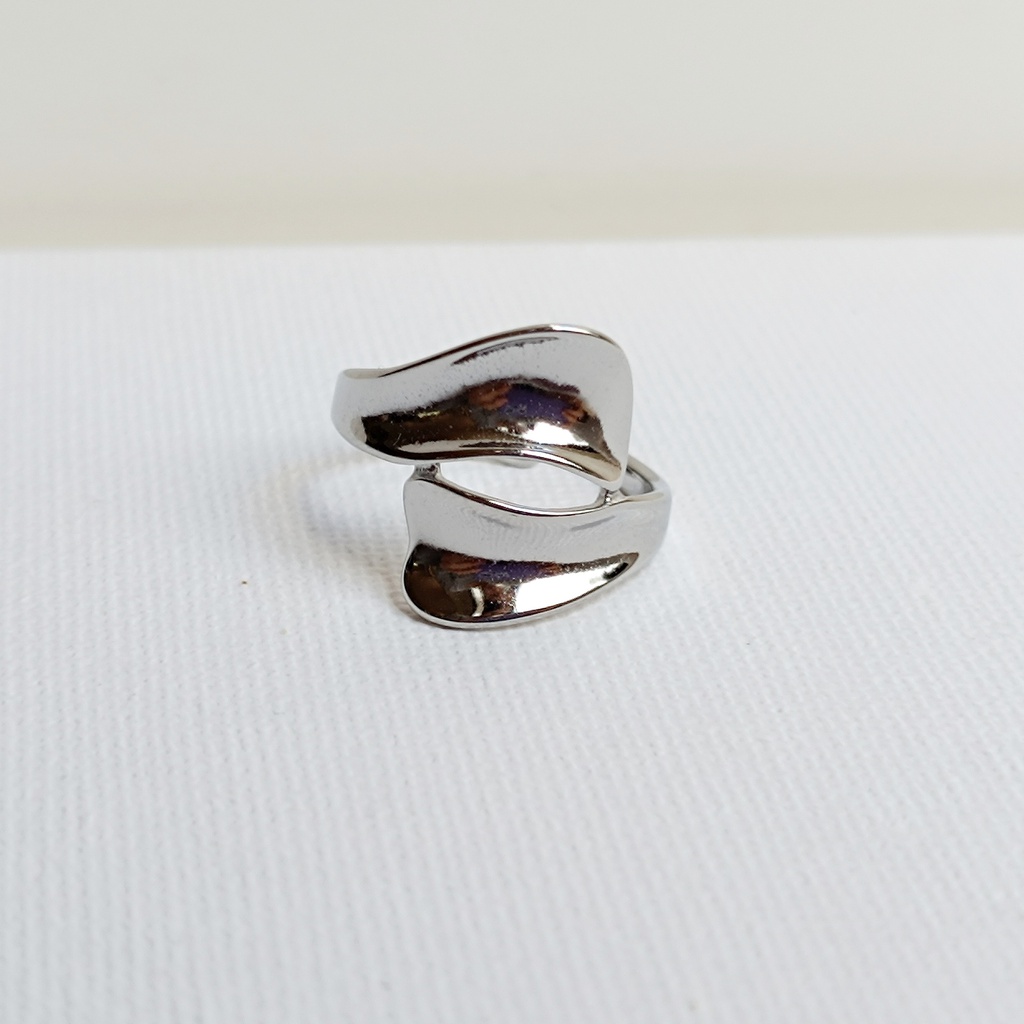 Anillo Doble Curva Plateado