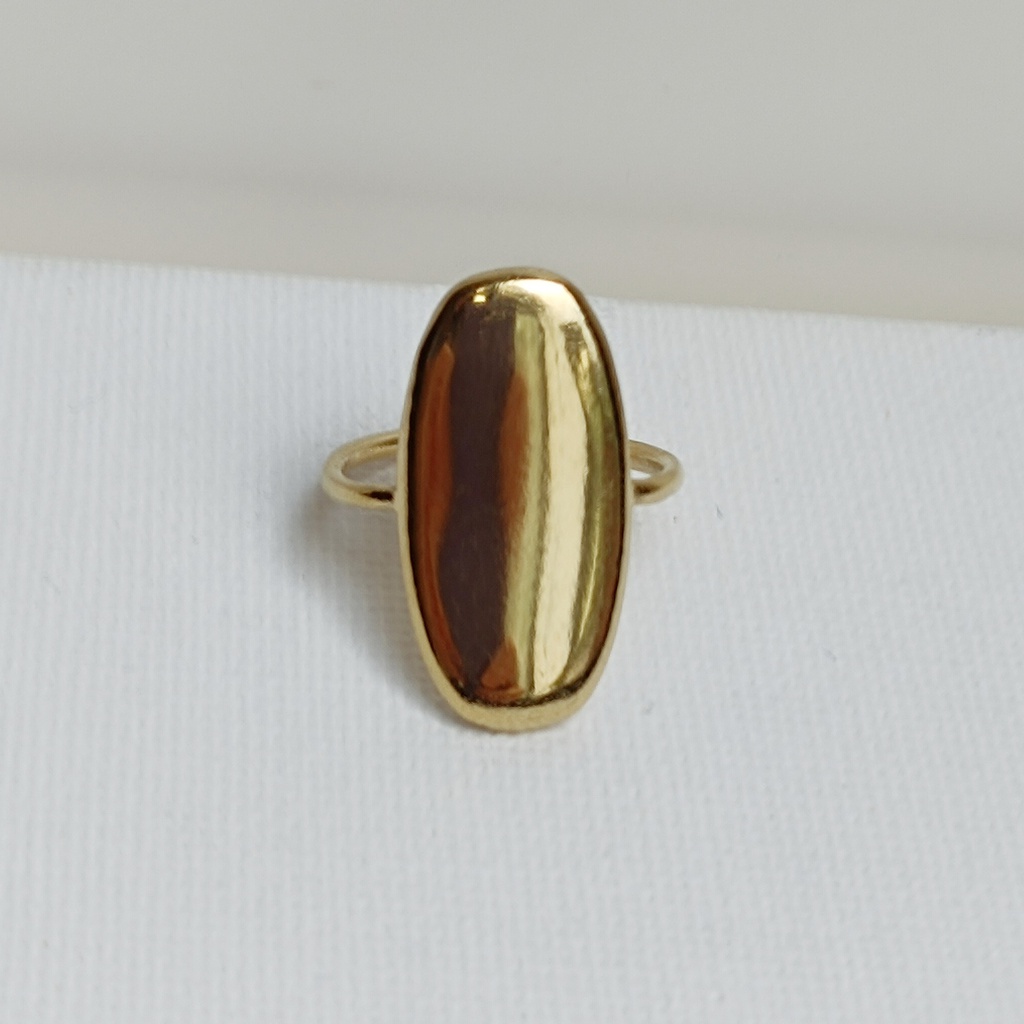 Anillo Chapa Óvalo Liso Dorado
