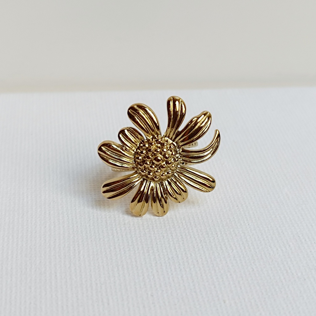 Anillo Flor Girasol Dorado