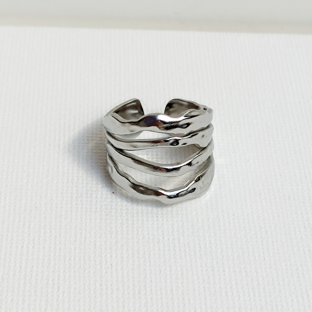 Anillo Cuádruple Relieves Plateado