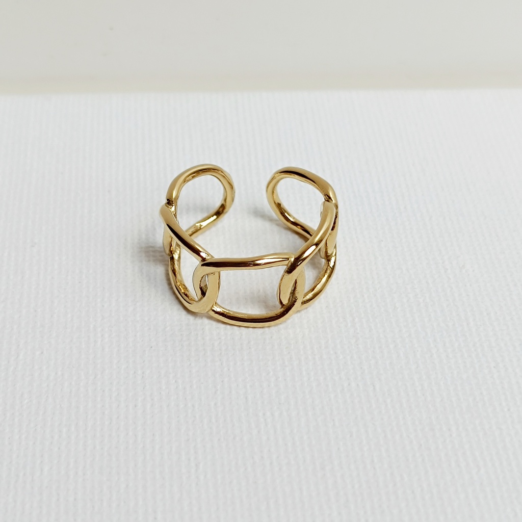 Anillo Cadena Ancha Minimal Dorado