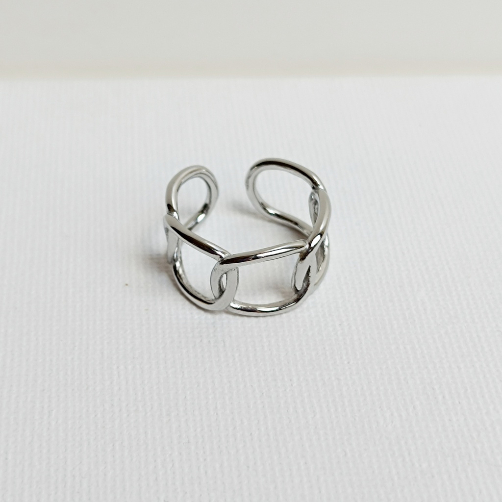 Anillo Cadena Ancha Minimal Plateado