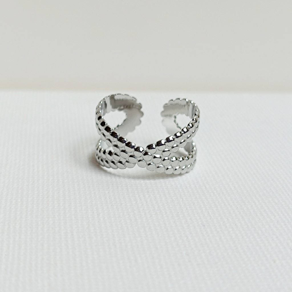 Anillo X Relieves Plateado