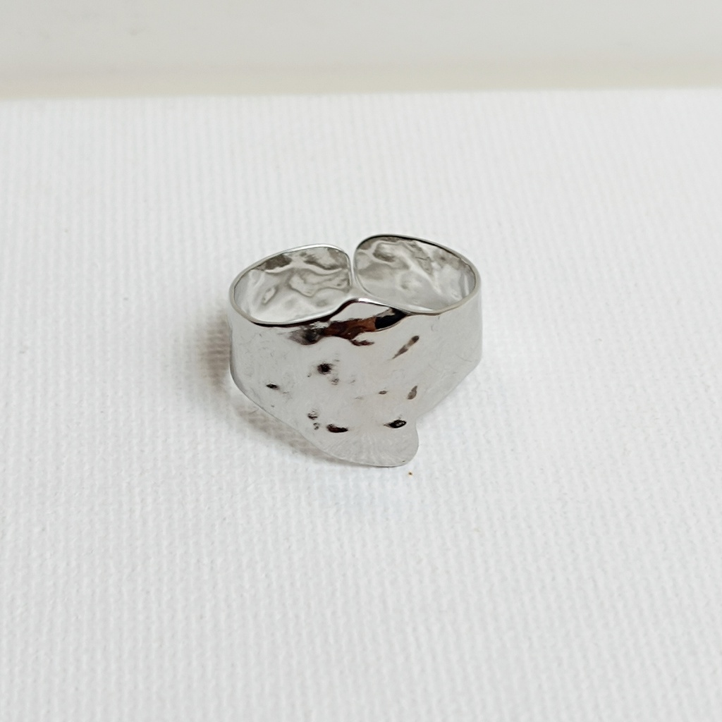 Anillo Chapa Asimétrica Relieve Plateado
