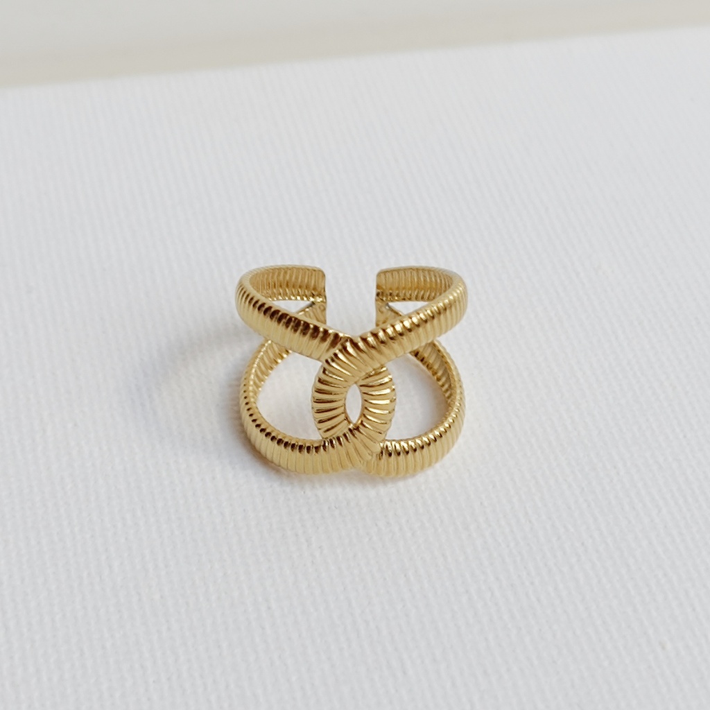 Anillo Cruce Ancho Dorado