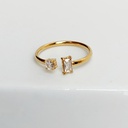 Anillo Doble Circonita Geo Apertura Delantera Dorado