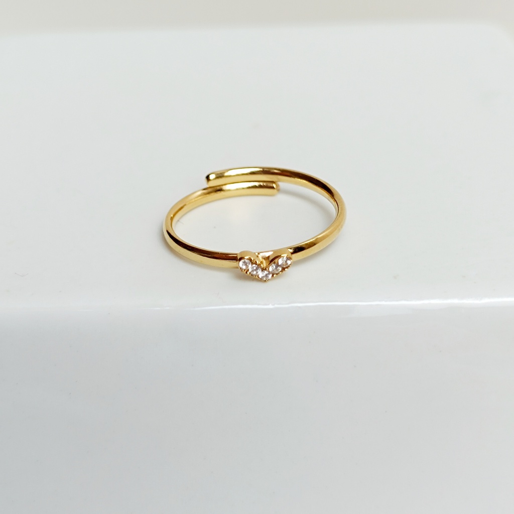 Anillo Corazón Brillo Dorado