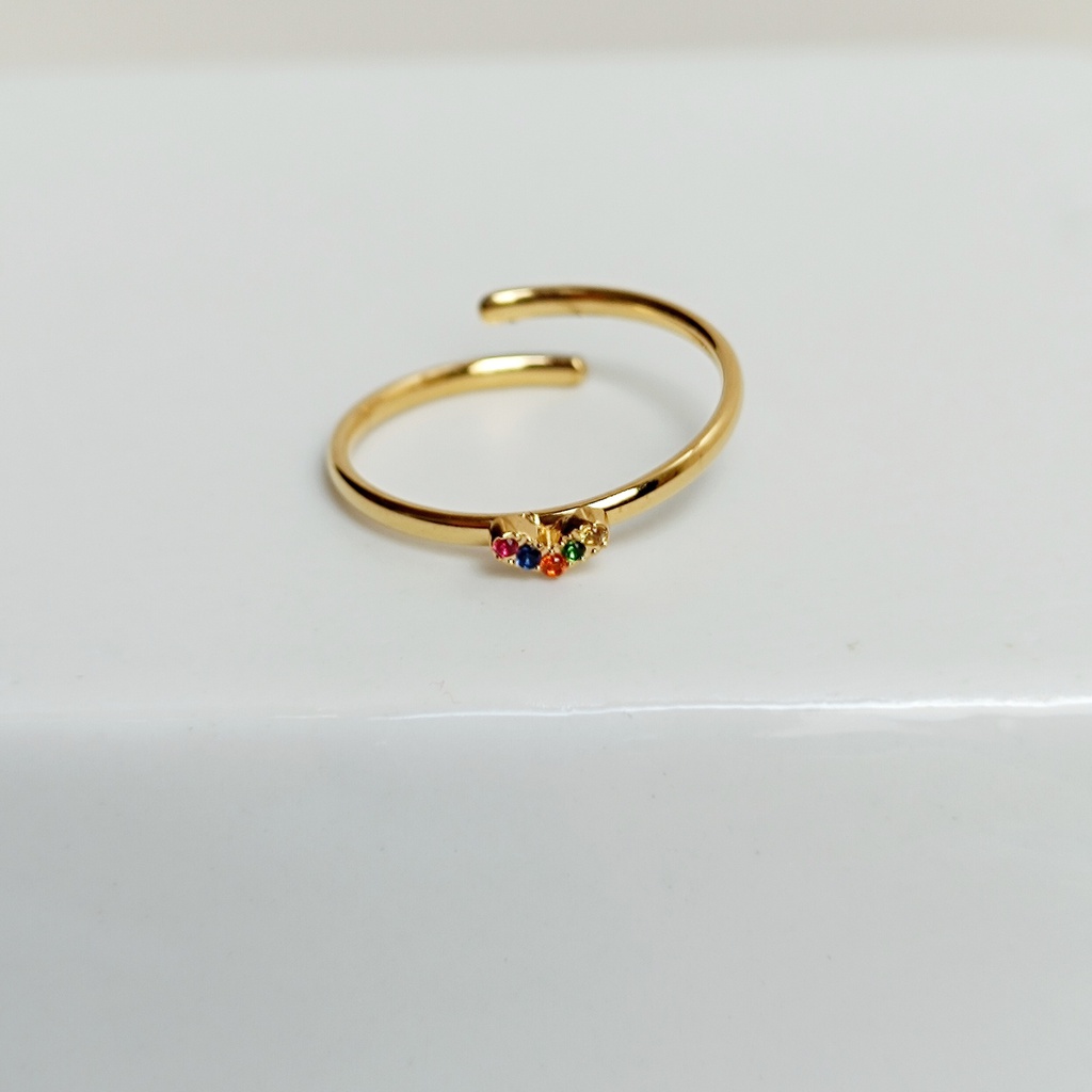 Anillo Corazón Brillo Colores Dorado