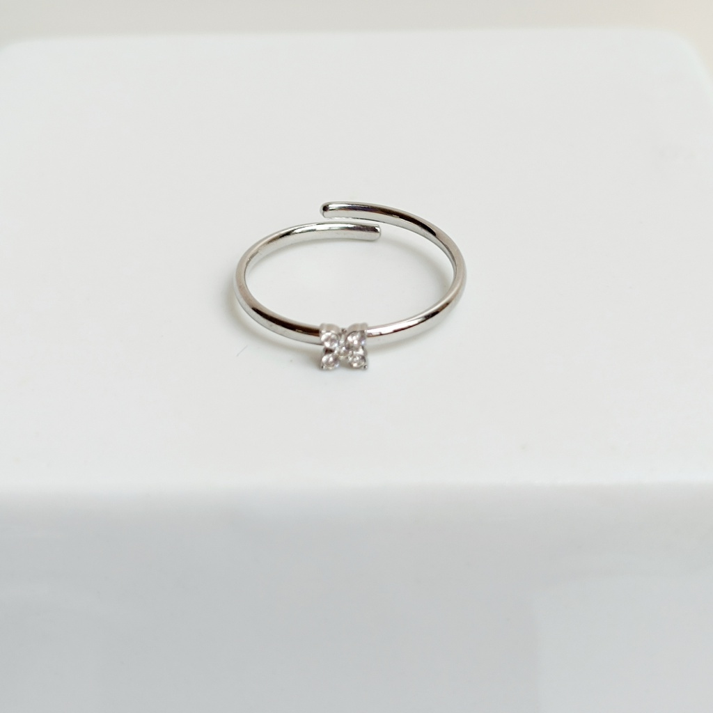Anillo Cuadrado Brillo Plateado