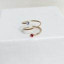 Anillo Espiral Circonitas Azul y Fucsia Dorado