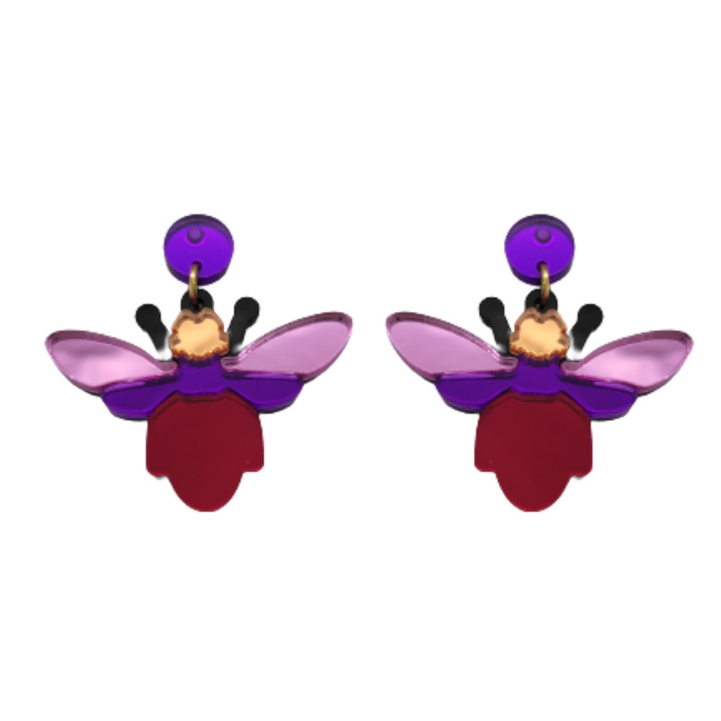 Pendientes Insecto Rojo y Morado Metacrilato