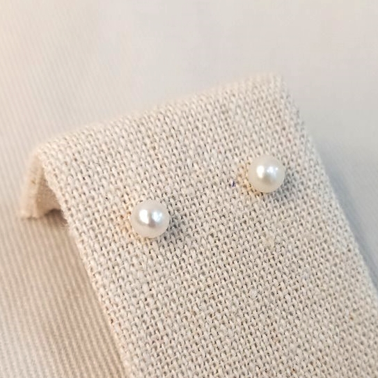 Pendientes Perla Chafada Dorado