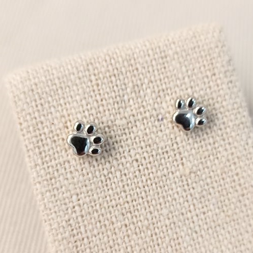 Pendientes Huella Perro Plateado