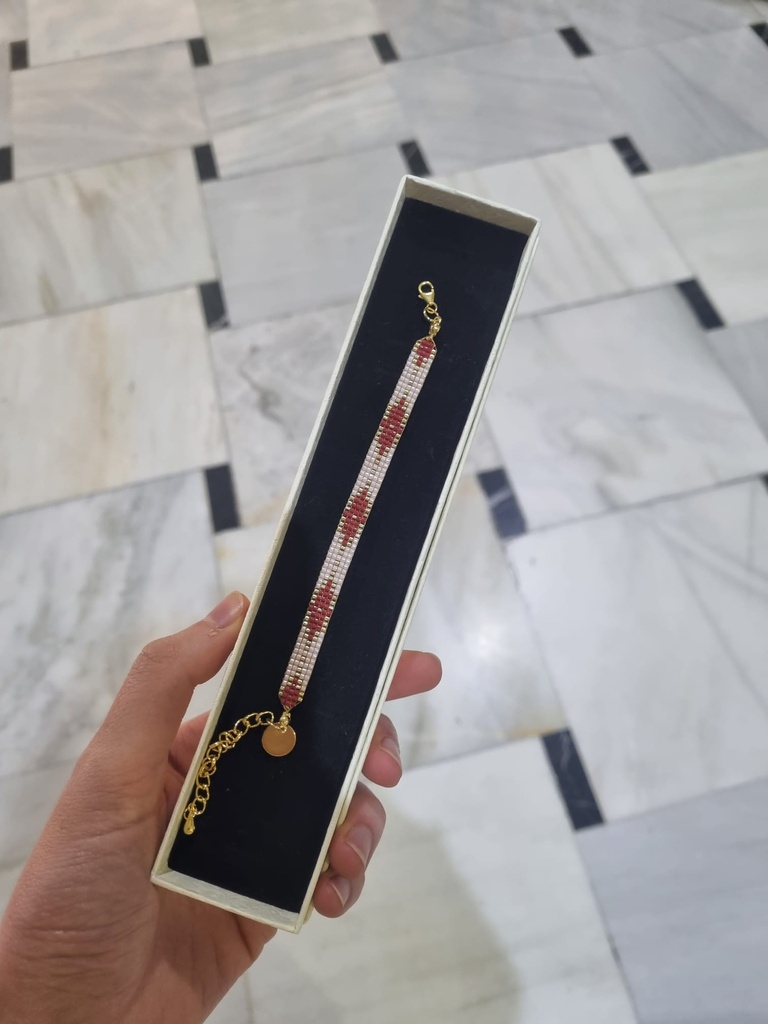 Pulsera Miyuki (rosa, rojo y dorado) - Miranda Darmon
