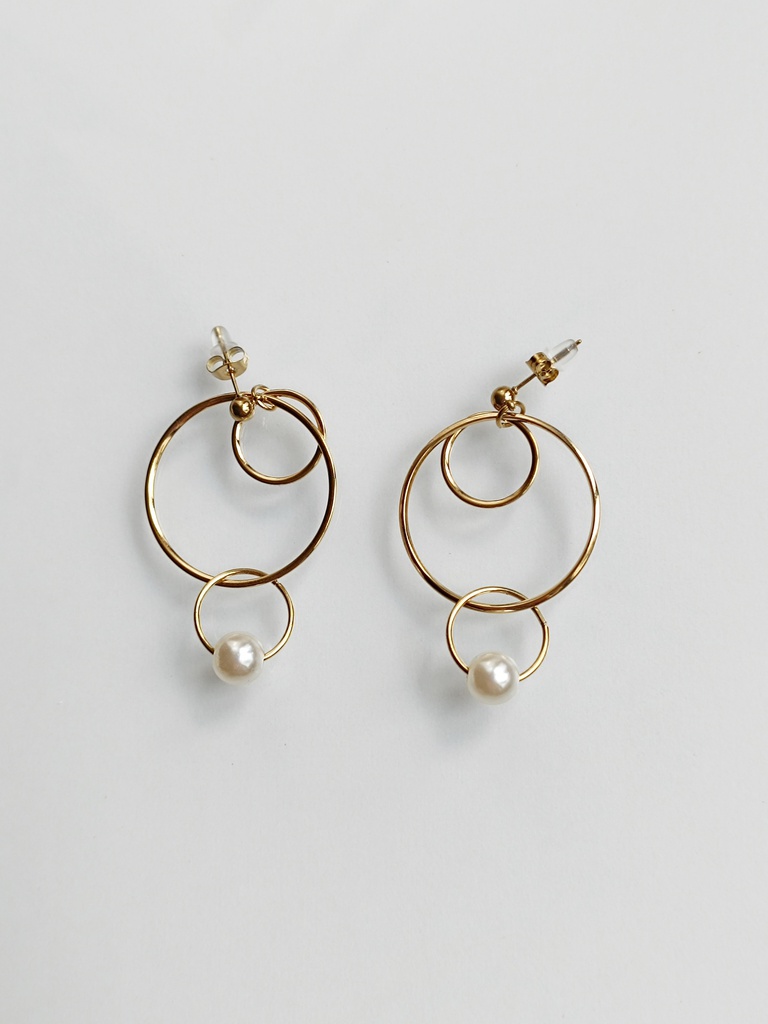 Pendientes Multicirculo Perlita Dorado