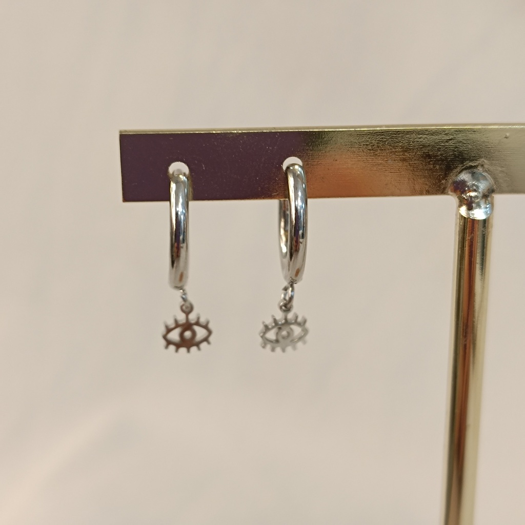 Arito Charm Mini Ojo Pestañitas Plateado