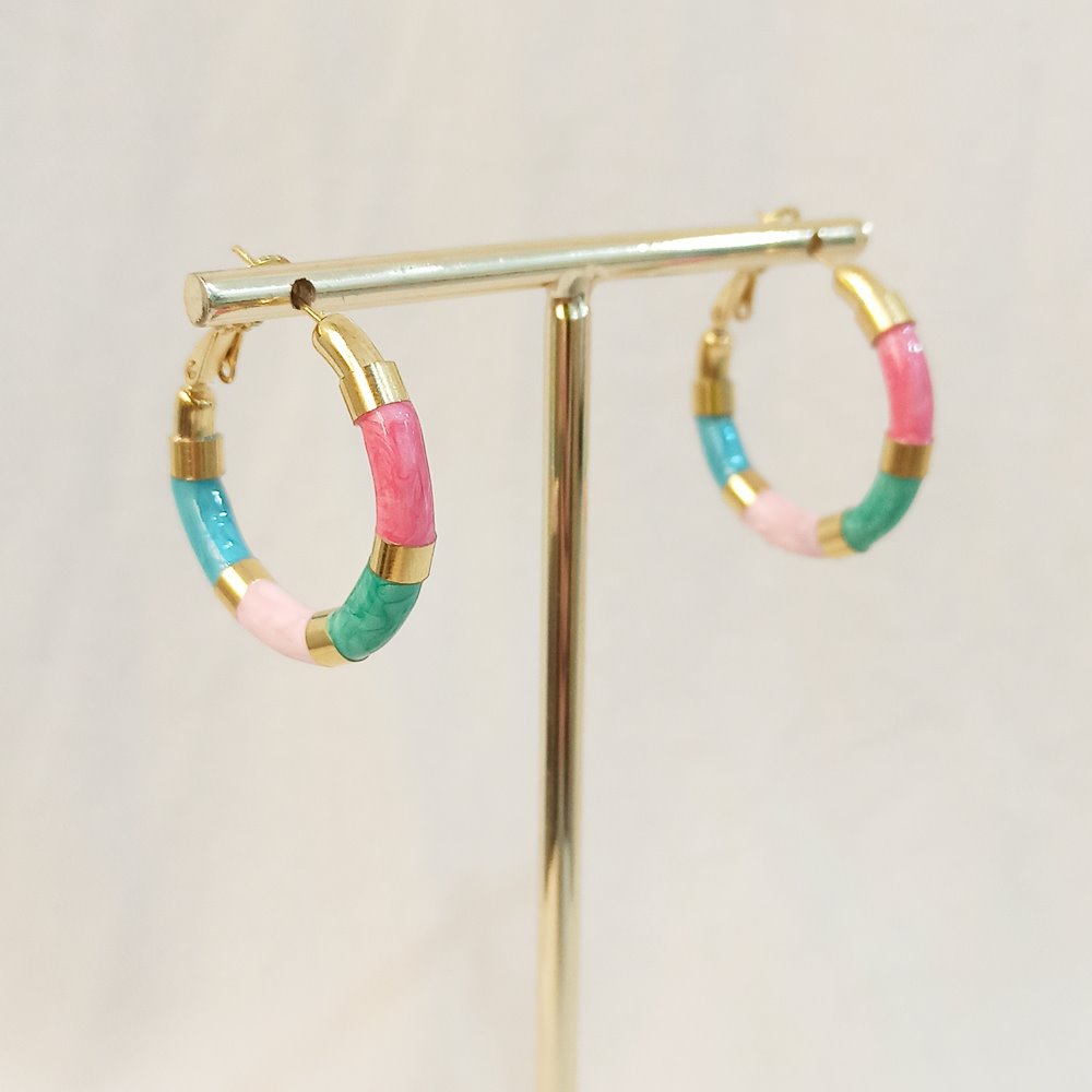 Pendientes Aro Acrílico Multicolor (Rosa, Verde, Azul)