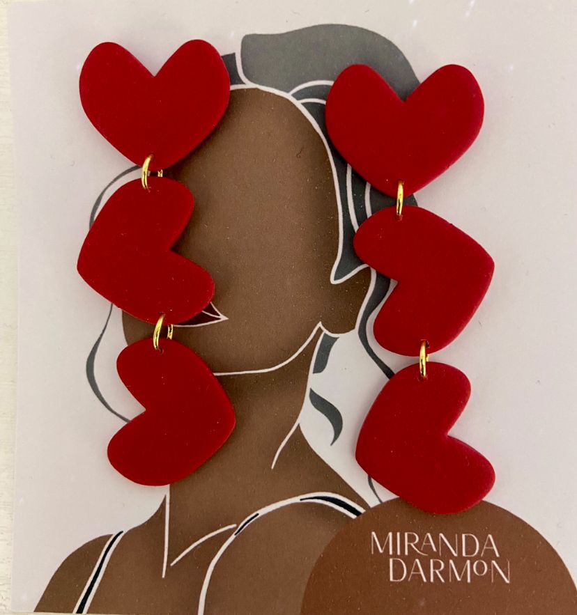 Pendientes Amore Mio - Corazones rojos - Miranda Darmon