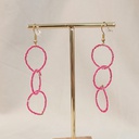 Pendientes Triples Cuentas Rosa Fucsia