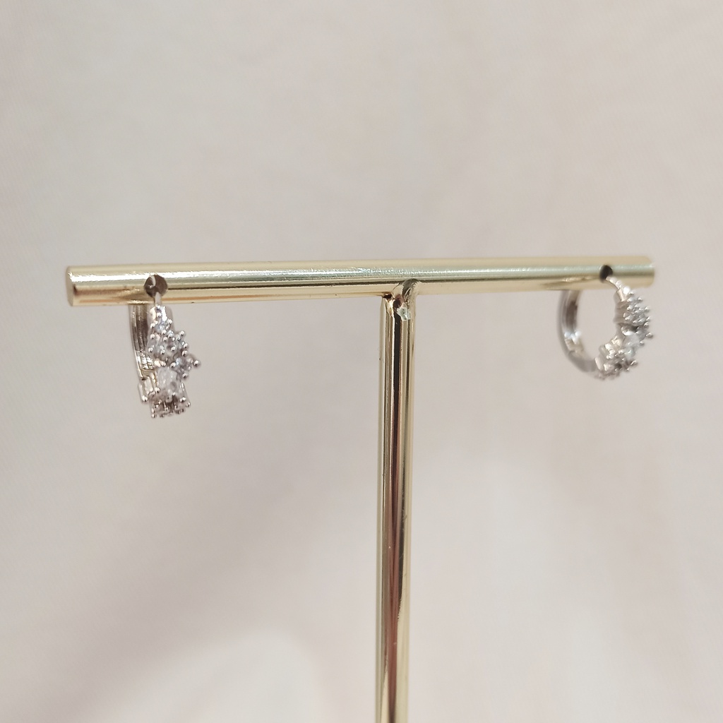 Pendientes Aritos Circonitas Colores Soft Plateado