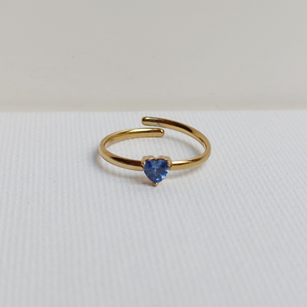 Anillo Corazón Azul Dorado